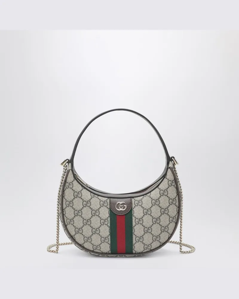 Gucci Kleine Ophidia GG Schultertasche in Beige und Ebenholz Beige