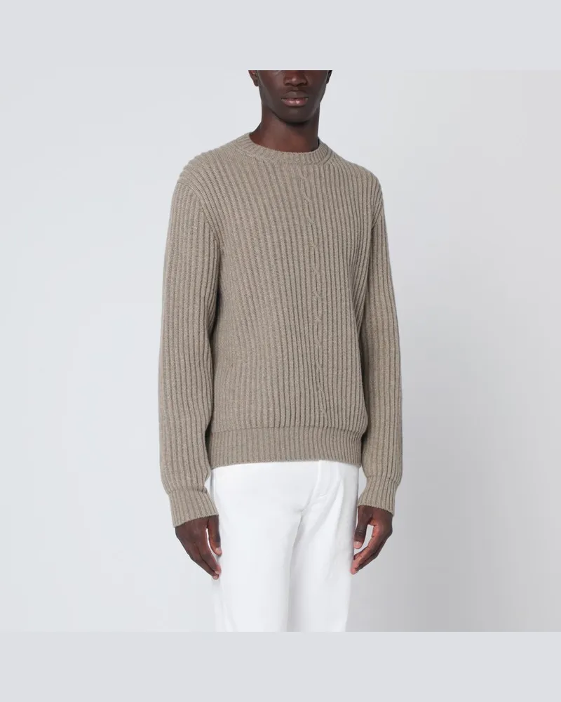 Loro Piana Beigefarbener Mélange-Pullover aus Kaschmir Weiß