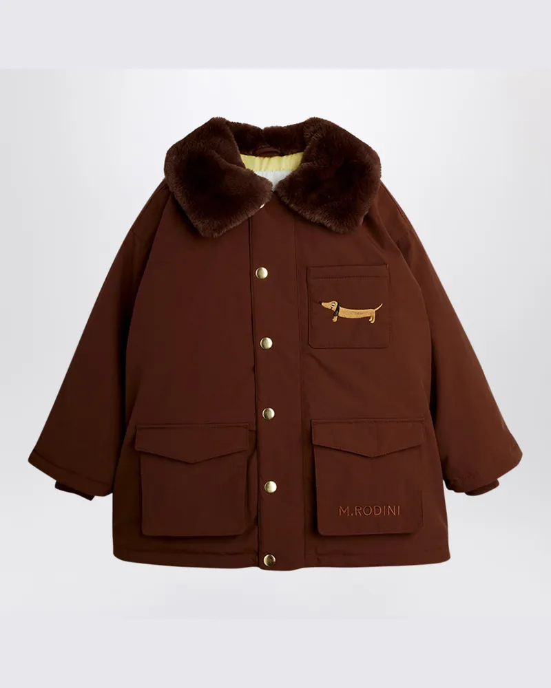 Mini Rodini Brauner wattierter Parka aus Nylon Brown