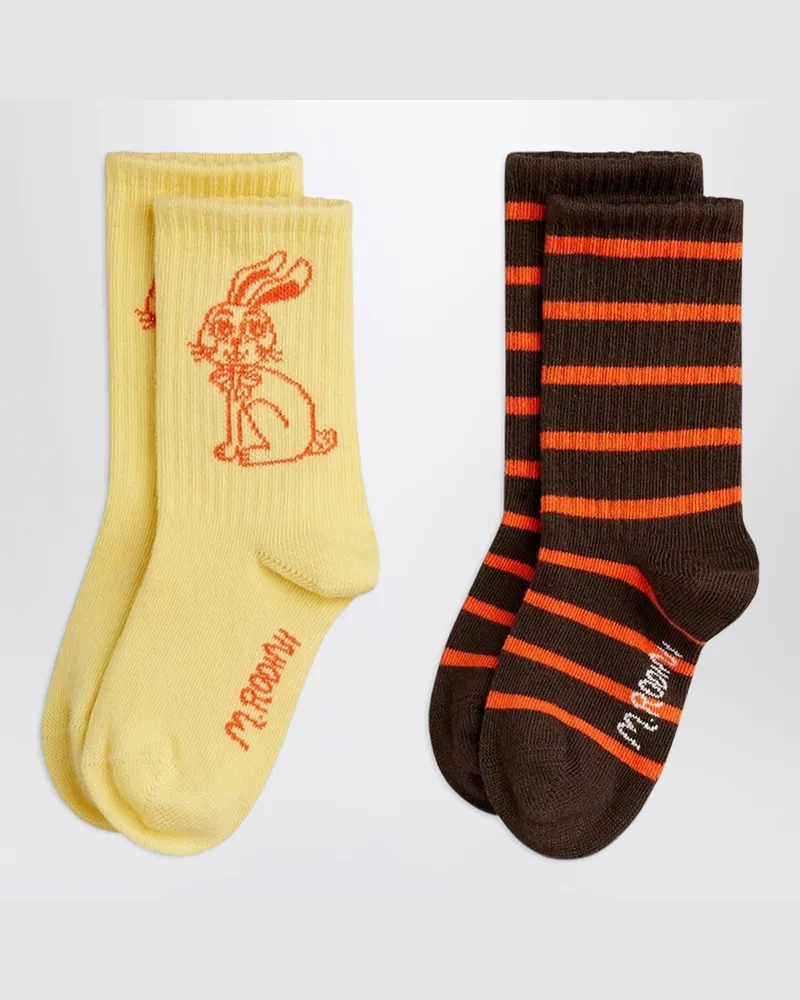 Mini Rodini Socken mit Hasen und Streifen aus Bio-Baumwolle Multicolor