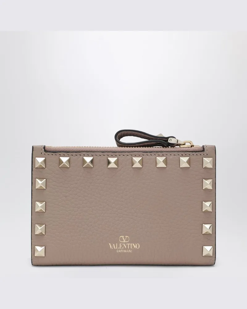Valentino Garavani Rockstud Kartenhalter mit Reißverschluss in Puderrosa 
