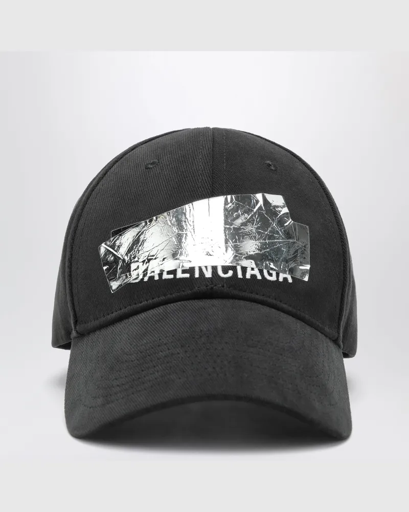 Balenciaga Schwarze Baseballkappe mit grafischem Logo-Patch Black