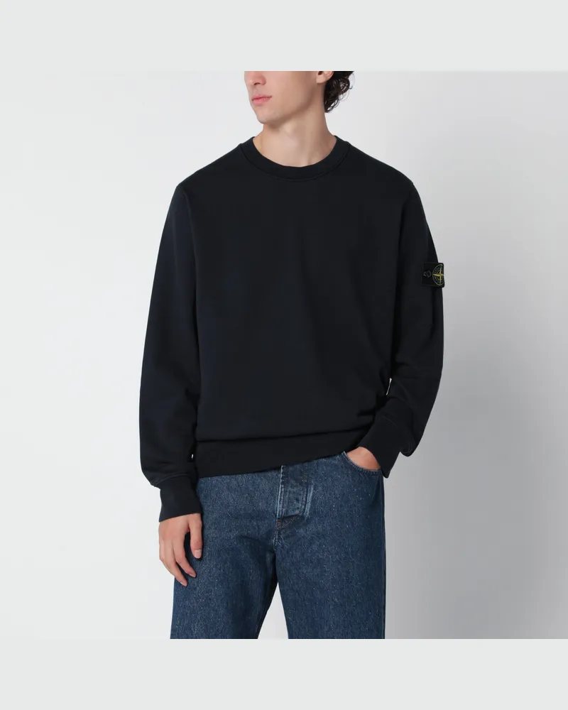Stone Island Navy blue cotton crew-neck sweatshirt Blue