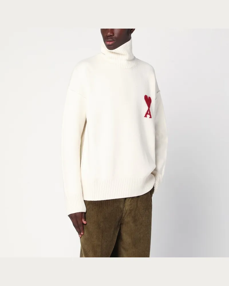 AMI Paris Rollkragenpullover Ami De Coeur weiß Weiß