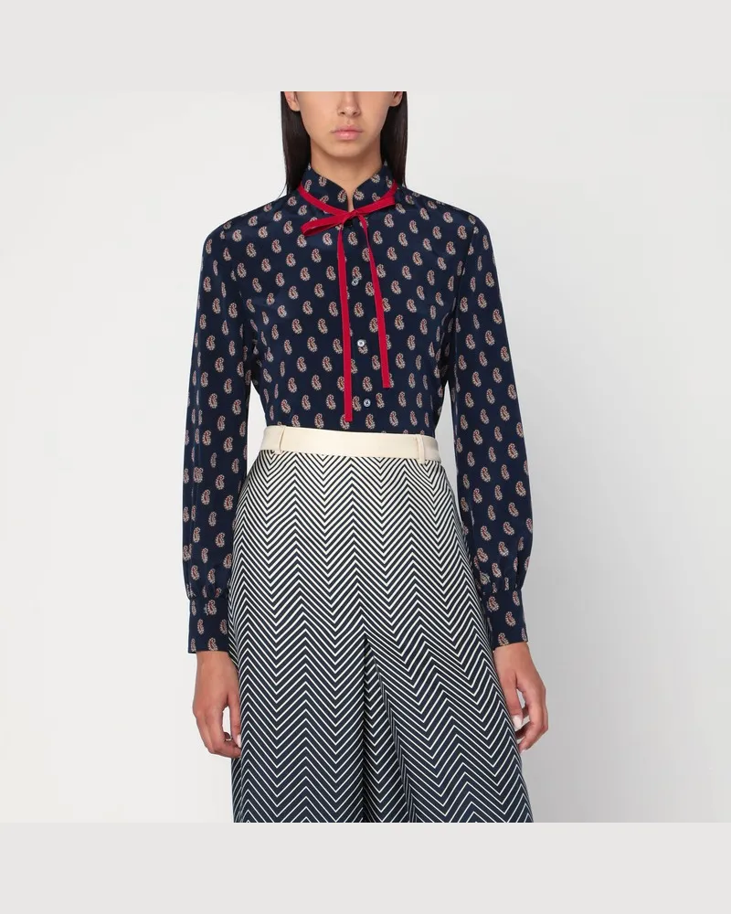 Valentino Garavani Seidenbluse mit Paisley-Muster Blau