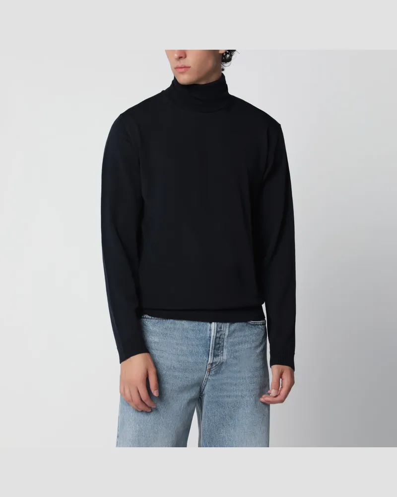 Roberto Collina Navyblauer Rollkragenpullover aus Wolle Blue