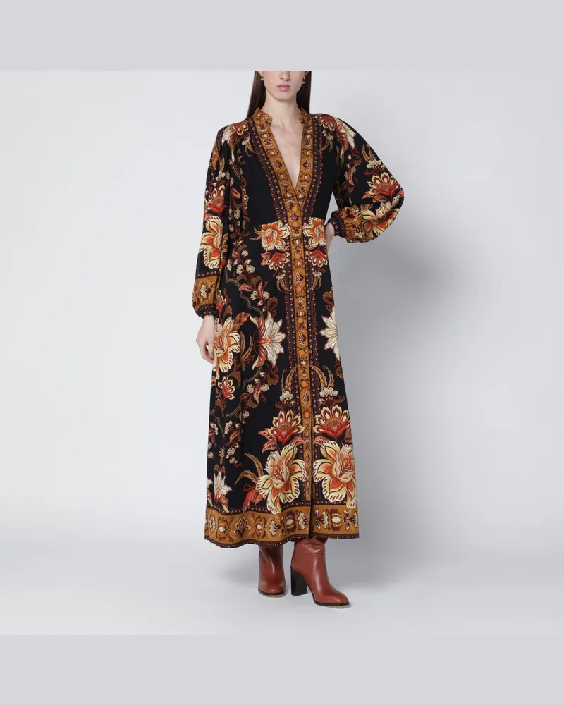 FARM Rio Schwarzes Maxikleid "Majestic Garden Black