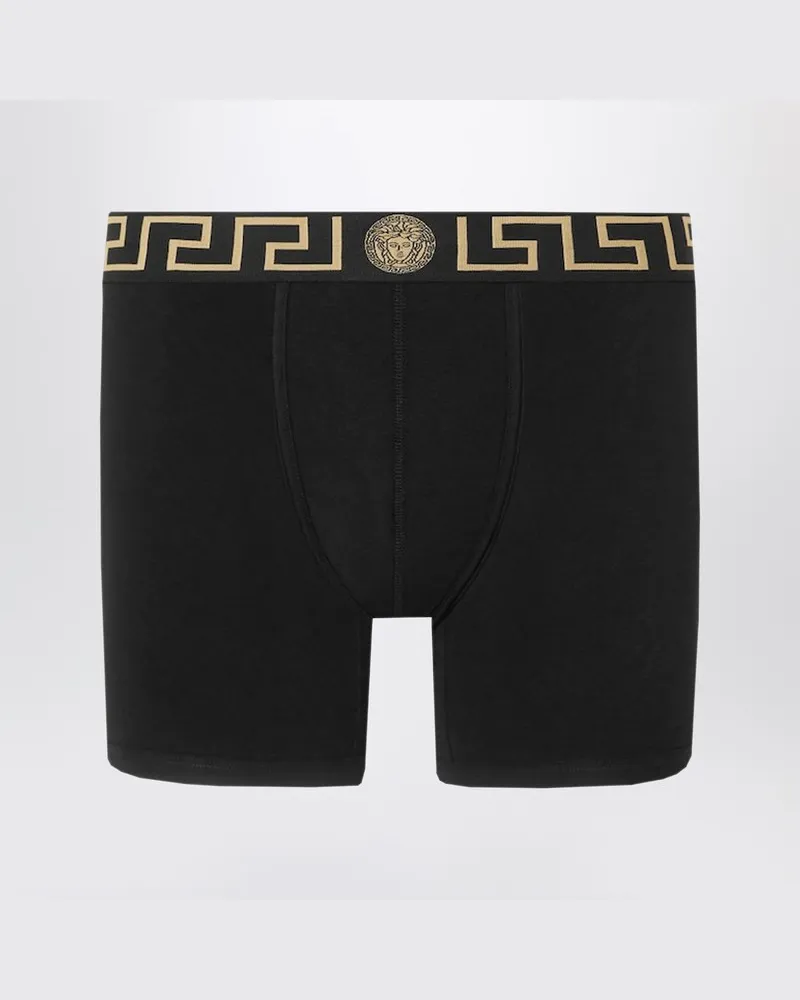 Versace Weiße eng anliegende Boxershorts mit Greca-Bund Schwarz