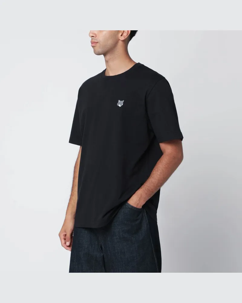 Kitsuné Schwarzes Comfort T-Shirt mit Logo-Patch Schwarz