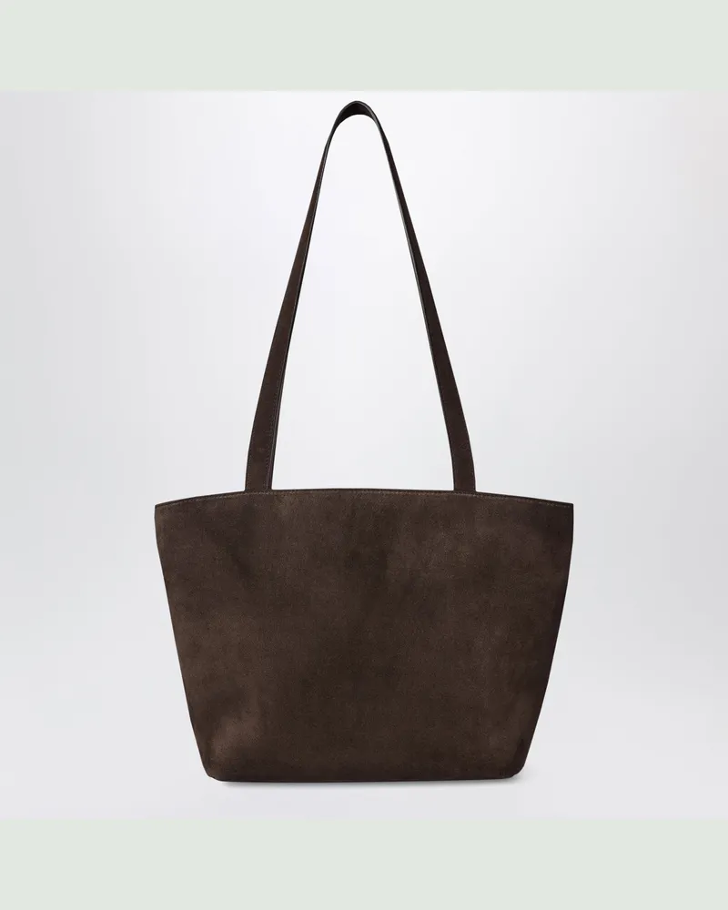 The Row Parker Dark Brown Suede Tote Bag Brown