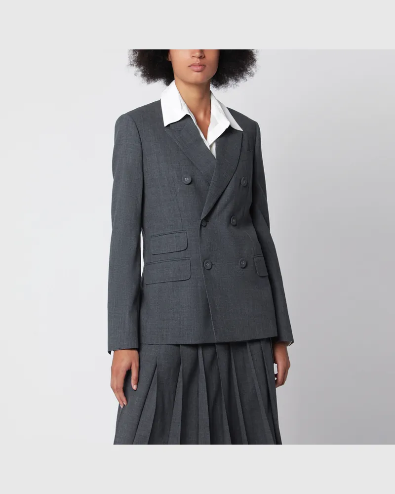 AMI Paris Grauer zweireihiger Blazer aus Schurwolle Grey