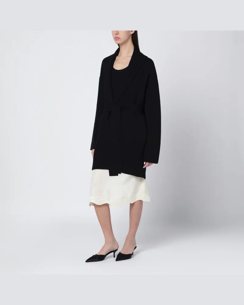 Totême Schwarzer Woll-Cardigan mit Revers Schwarz