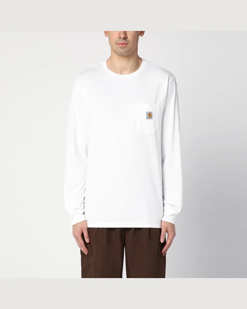 Carhartt WIP Weißes L/S Pocket T-Shirt Weiß