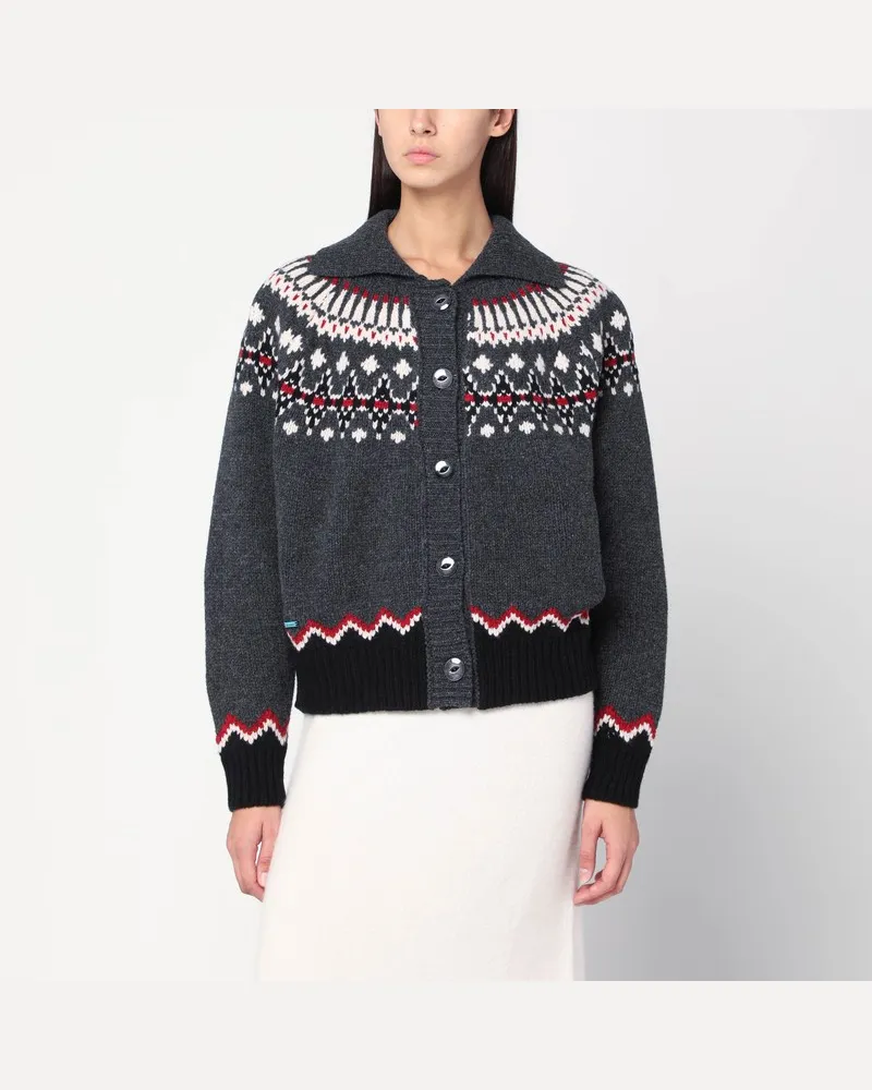 Alanui Graue Strickjacke mit Fair-Isle-Muster Grau