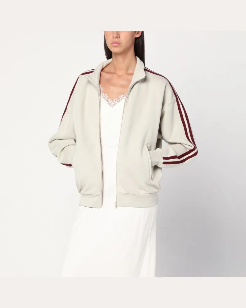 6397 Sweatshirt mit Reißverschluss in Elfenbein/Bordeaux Weiß