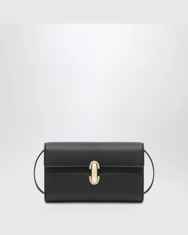 SAVETTE Symmetry Mini-Umhängetasche aus schwarzem Leder Black