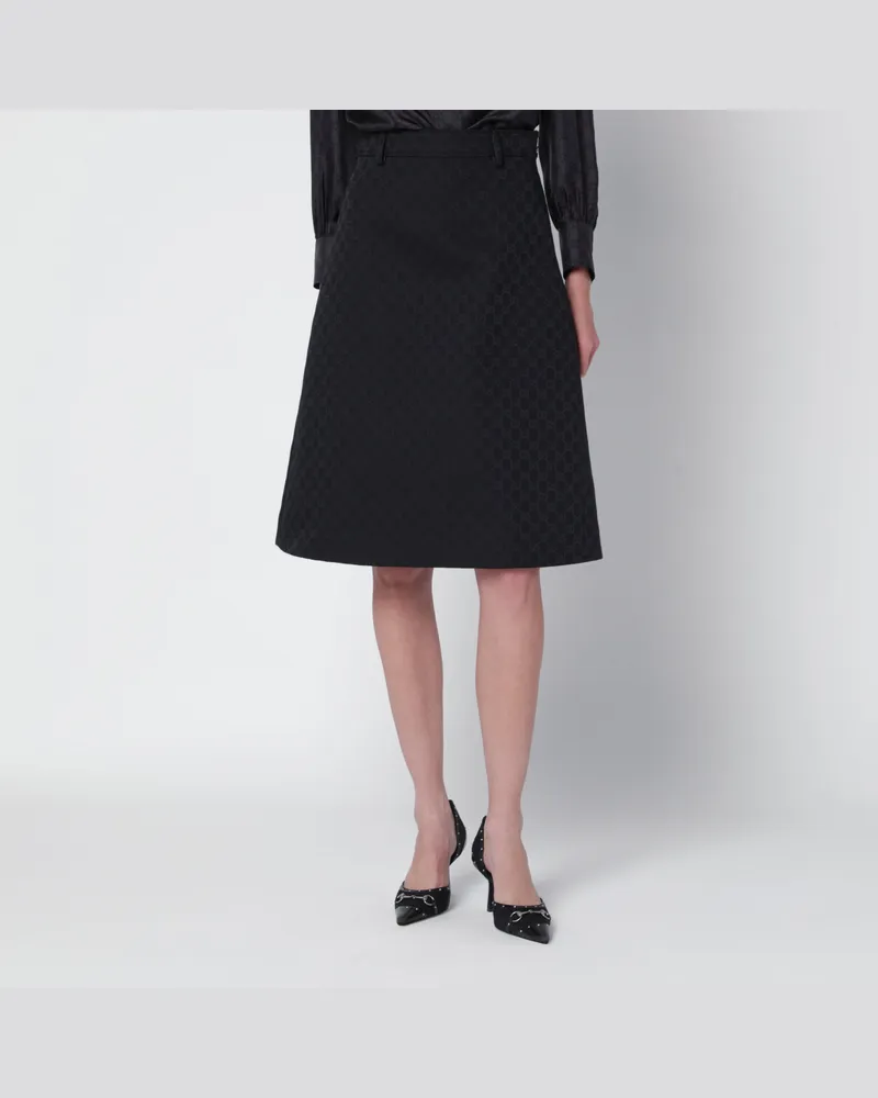 Gucci Midirock GG schwarz aus Baumwollmischung Black