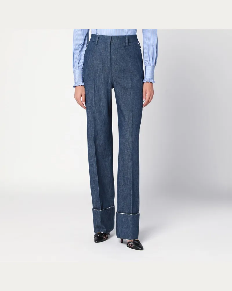 Valentino Garavani Blaue Hose aus Chambray-Denim Blau