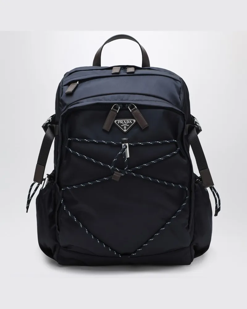 Prada Blauer Speedrock Rucksack aus Re-Nylon und Leder Blau