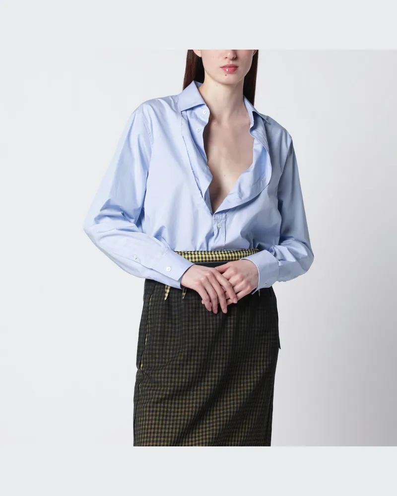 Maison Margiela Hellblaue Bluse mit umgeschlagenem Kragen Light