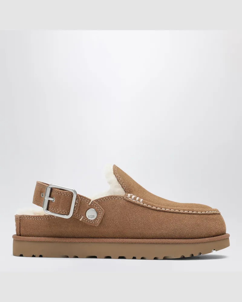 UGG Sabot aus kastanienbraunem Wildleder „Evelina" von Goldenstar Beige
