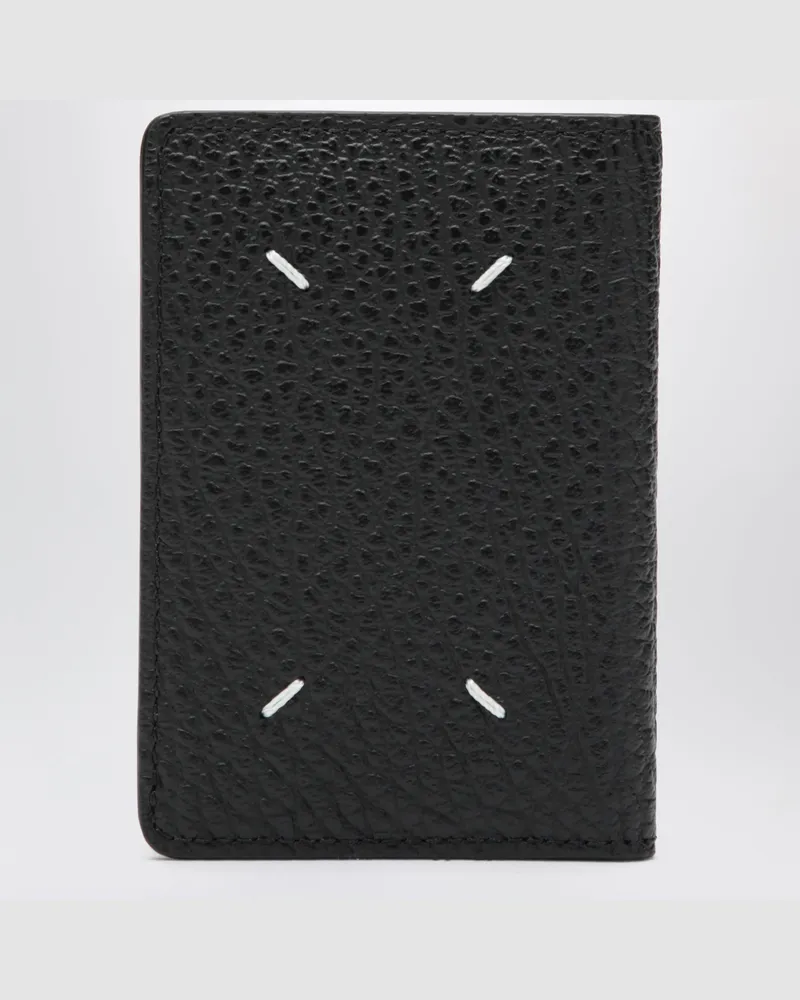 Maison Margiela Schwarzes Kartenetui aus genarbtem Leder Black