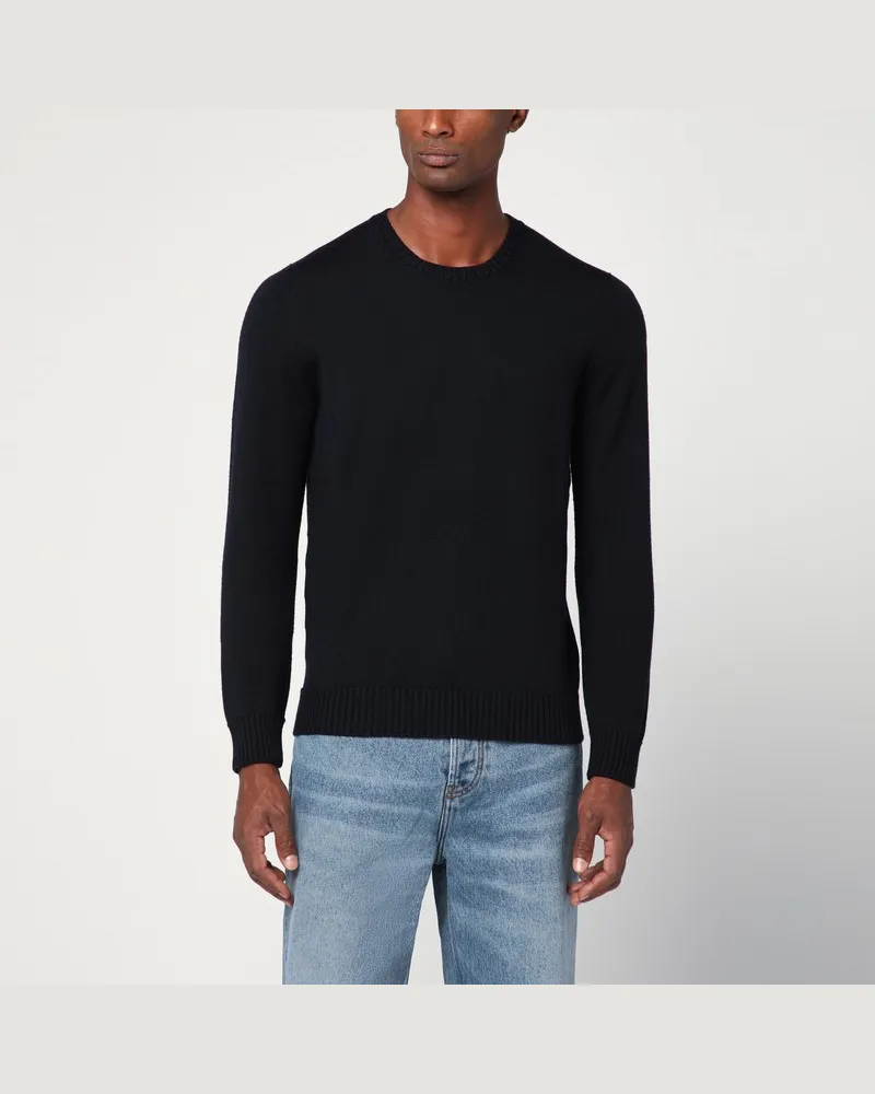 Drumohr  Marineblauer Wollpullover mit Rundhals Blau