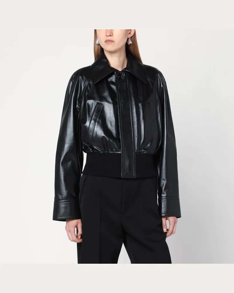 Bottega Veneta Schwarze Lederjacke Schwarz