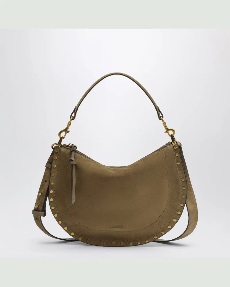 Isabel Marant Oskan Soft Zipped Tasche aus taupefarbenem Veloursleder Beige