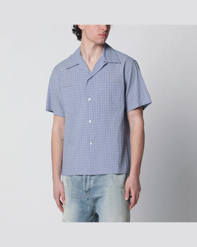Maison Margiela Hellblau kariertes Bowlinghemd Light