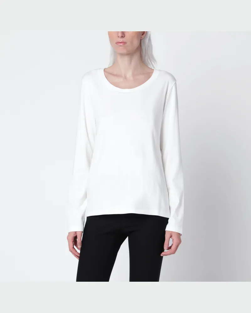 The Row Langarm-T-Shirt Kalto Off-White aus Baumwolljersey White