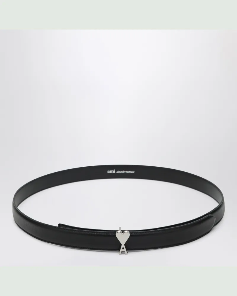 AMI Paris Schwarzer Ami de Caur-Gürtel aus Kalbsleder Black