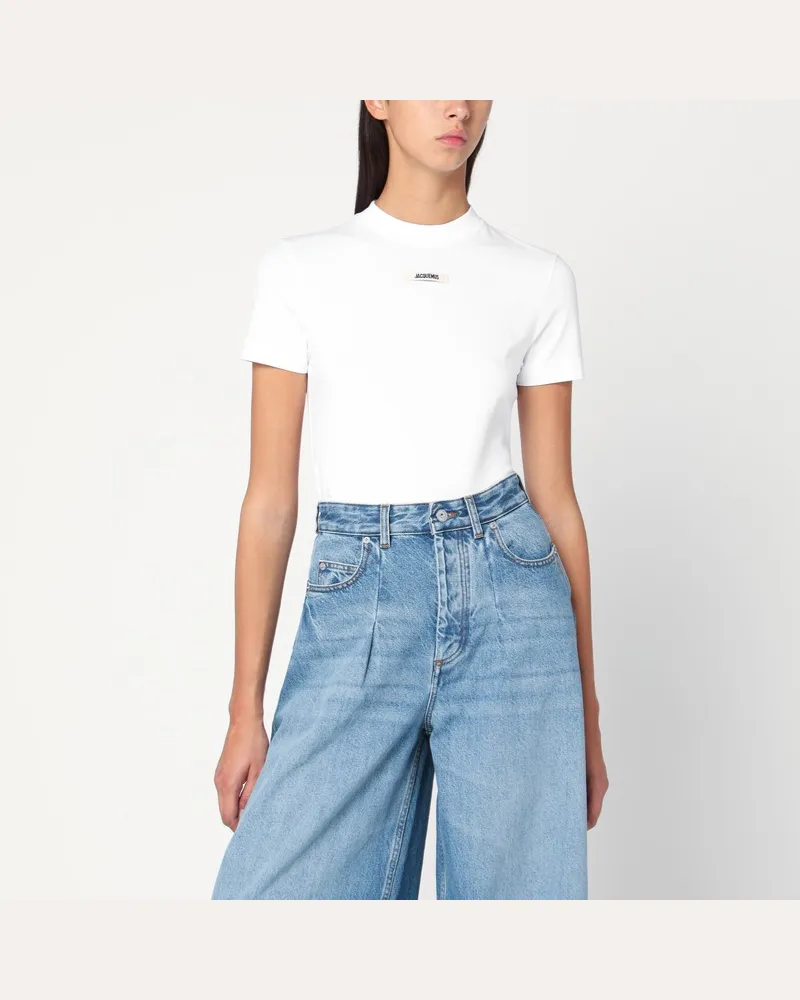 Jacquemus Weißes T-Shirt mit Logopatch Weiß