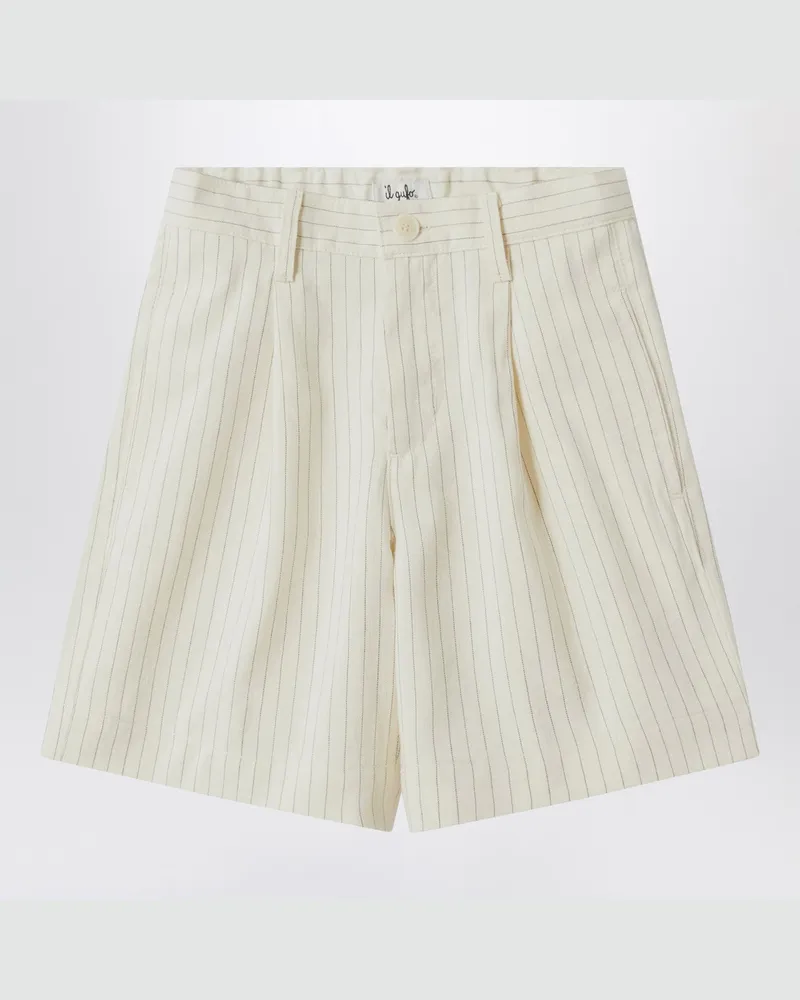 Il Gufo Gestreifte Bermuda-Shorts aus Baumwolle White