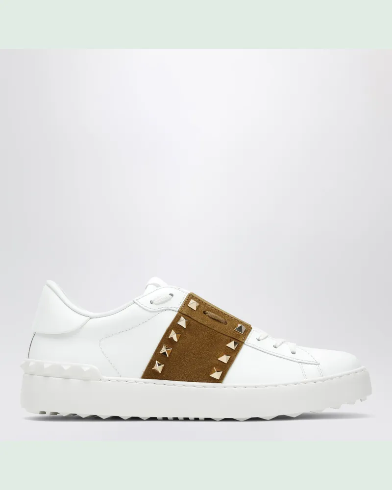 Valentino Garavani Rockstud Untitled Sneaker aus weißem/beigem Leder White