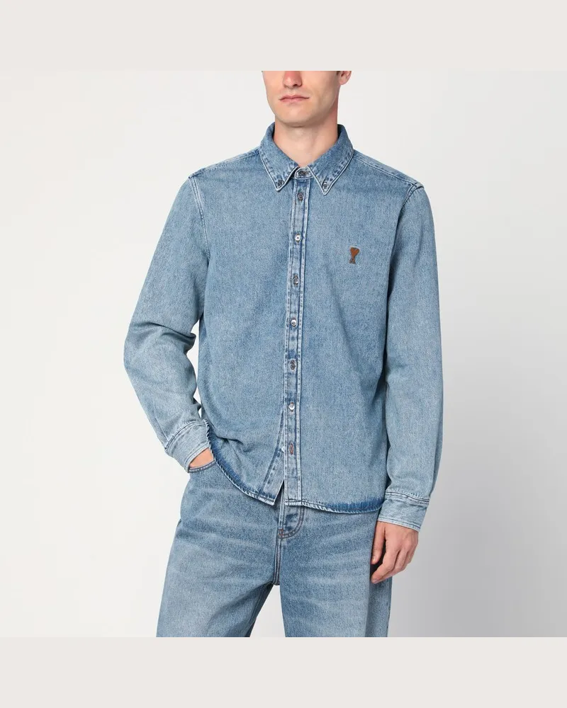 AMI Paris Ami De Coeur Jeanshemd Hellblau