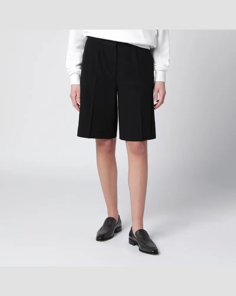 Totême Schwarze Bermuda Aus Wollmischung Black