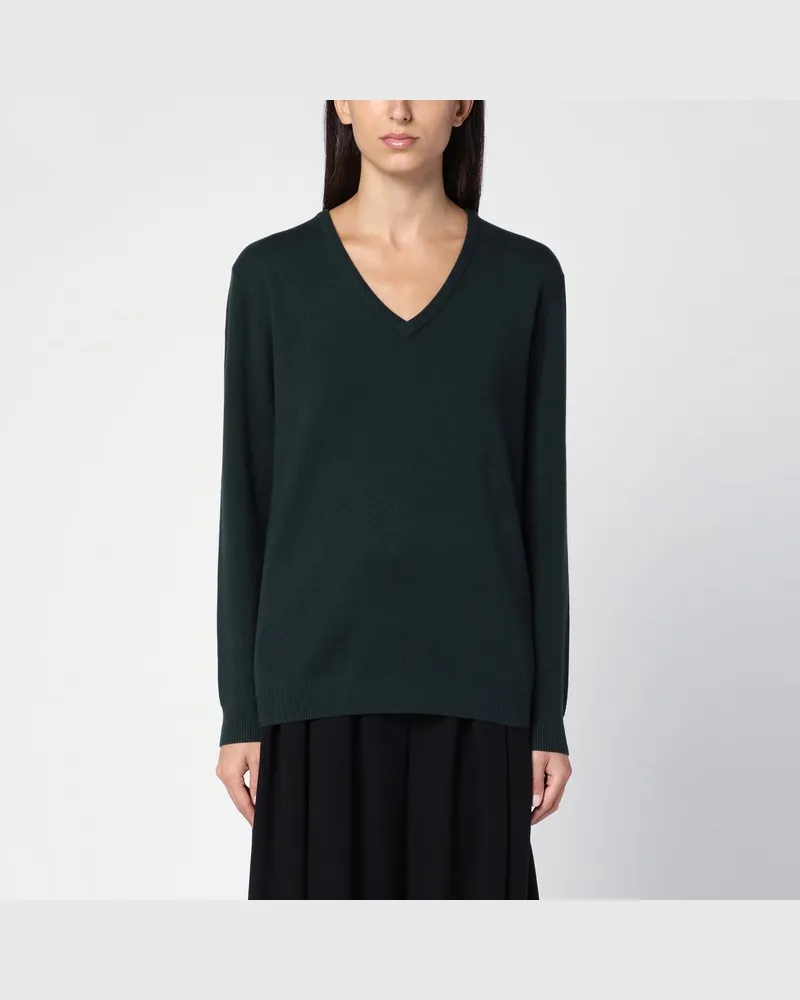 Max Mara Waldgrüner Pullover aus Wolle Grün