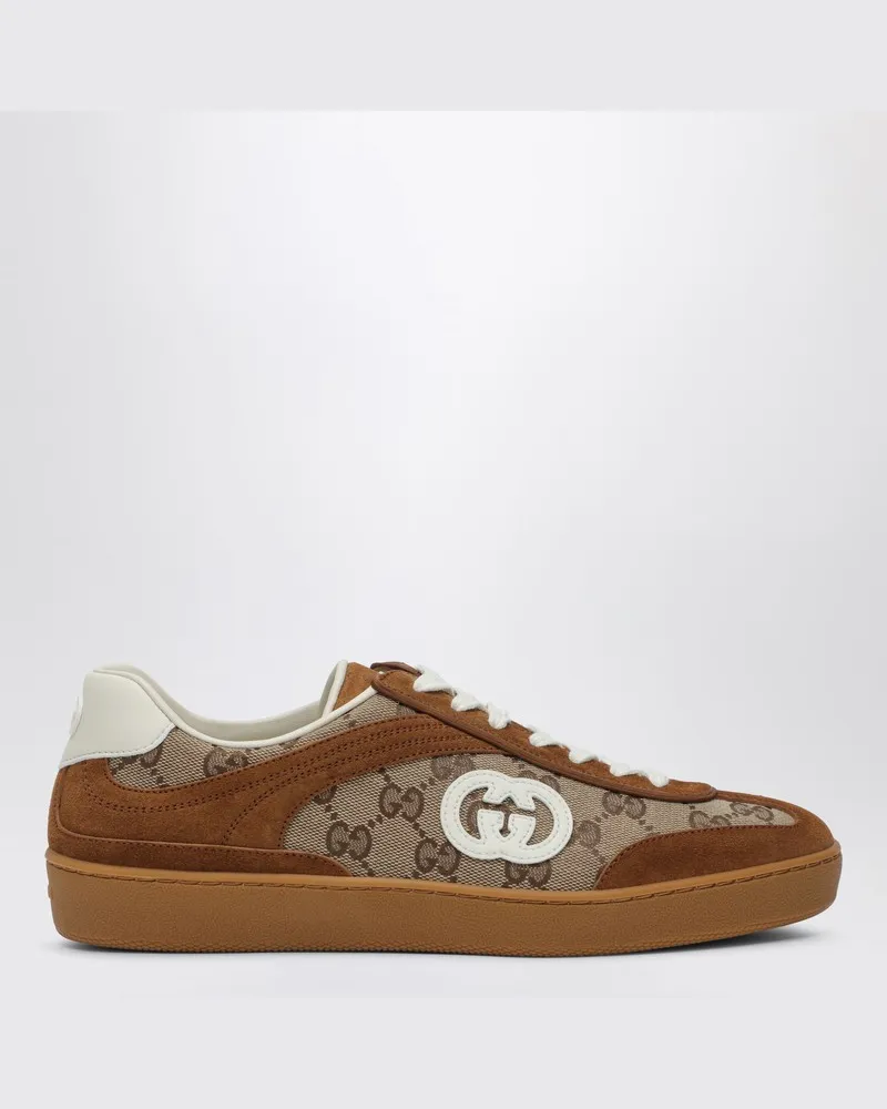 Gucci Braune G75 Sneaker aus Wildleder und GG-Stoff Braun
