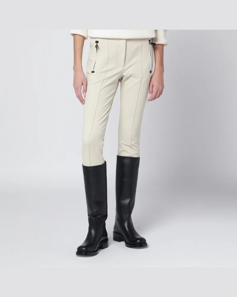 Moncler Elfenbeinfarbene Slim-Hose aus GORE-TEX Weiß