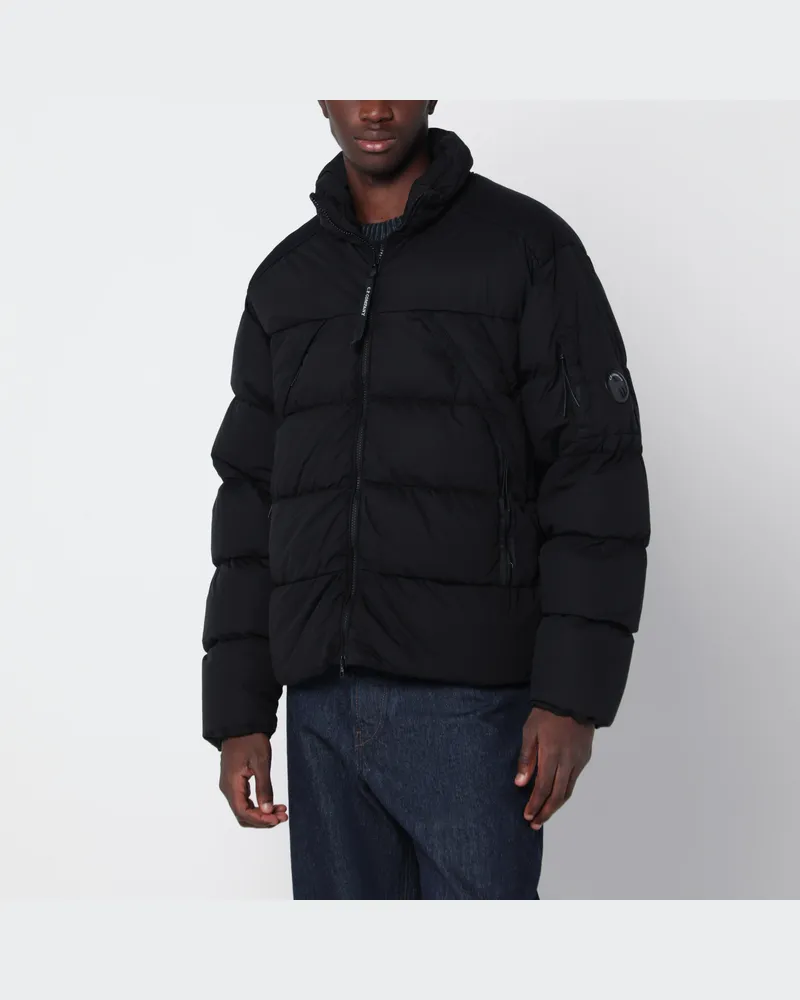 C.P. Company Schwarze Daunenjacke aus Nylon mit Reißverschluss Black
