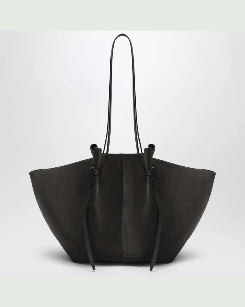 YUZEFI Large Mochi Tasche aus Veloursleder in Ganache Brown