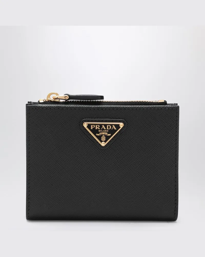 Prada Schwarzes Portemonnaie aus Saffiano-Leder Schwarz