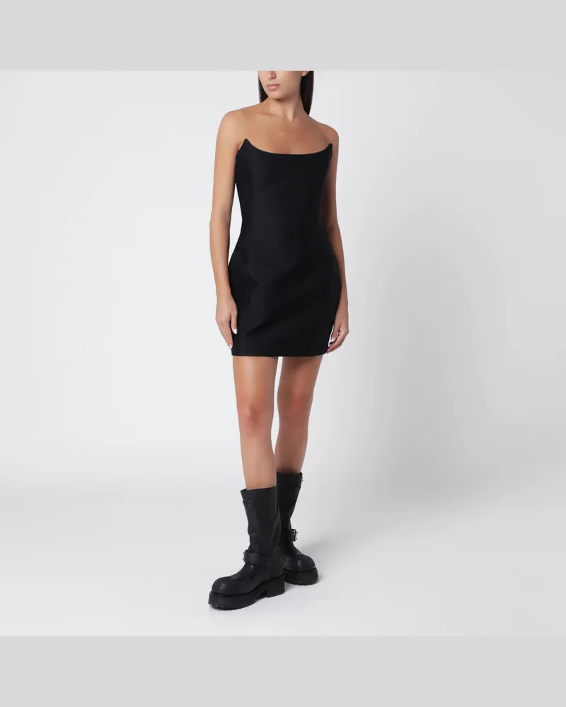 Balenciaga Schwarzes Bustier-Minikleid aus Woll-Seiden-Mischung Black