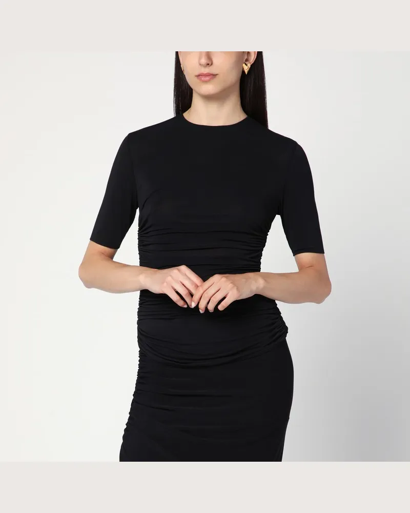 Alaïa Schwarzes enganliegendes T-Shirt aus Jersey Schwarz