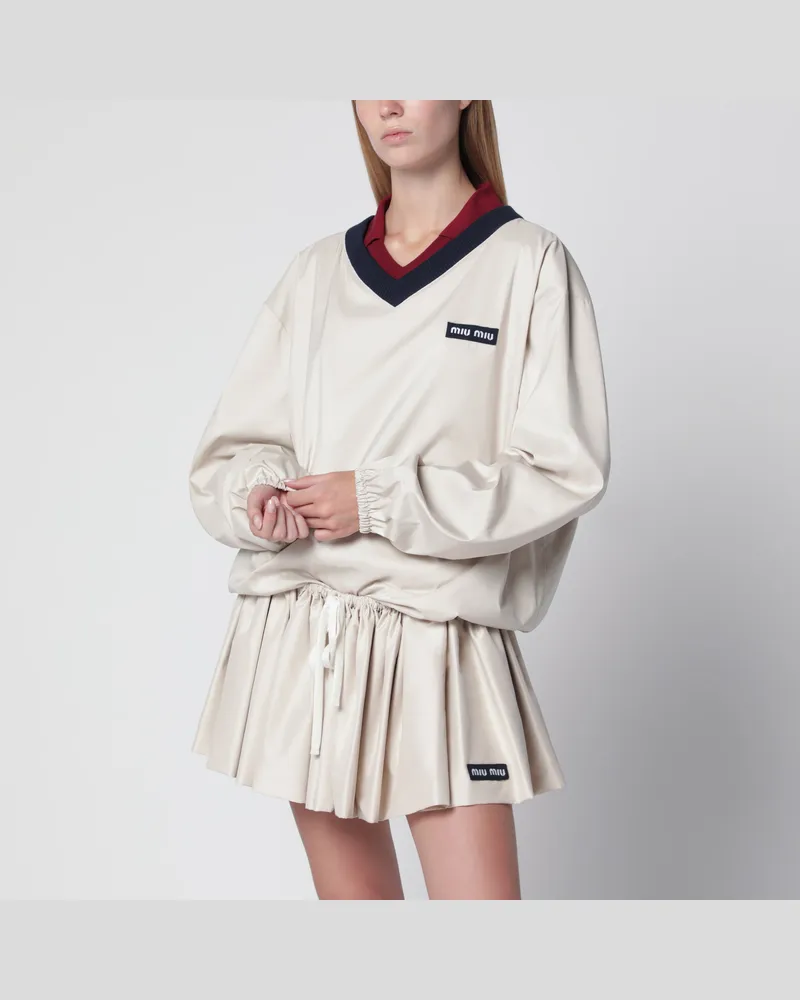Miu Miu Sweatshirt aus technischem Pongé in Opal Beige