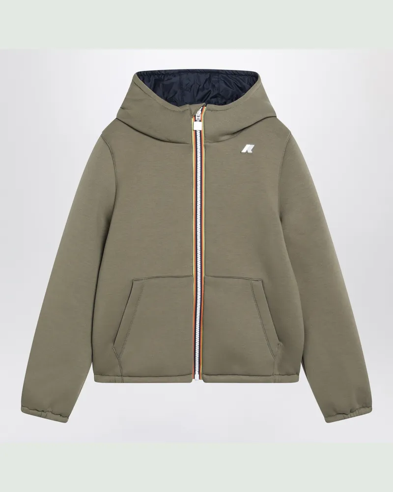 K-Way Wendbare Jack Jacke in Green Army/Blue Multicolor