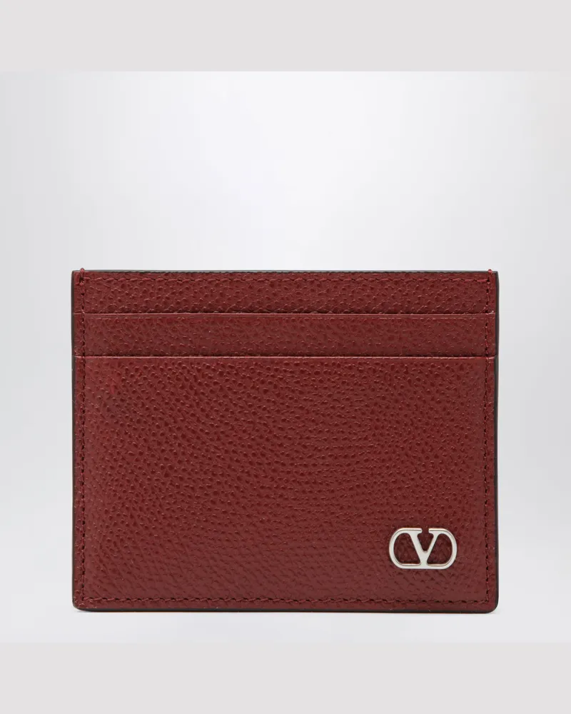 Valentino Garavani Kartenetui VLogo Signature aus Kalbsleder granatrot Red