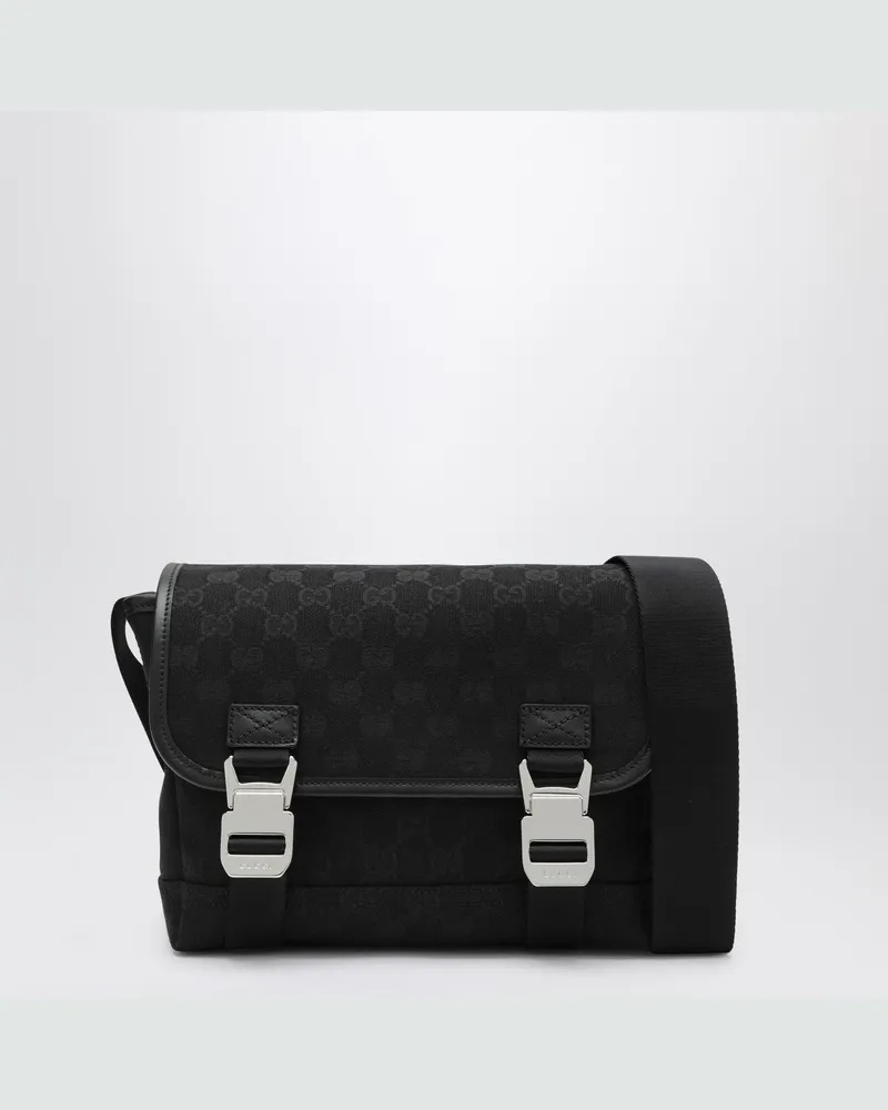 Gucci Kleine schwarze Schultertasche aus GG-Stoff Black
