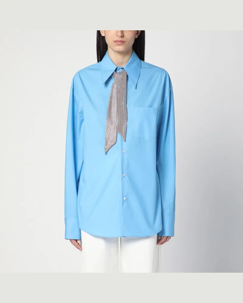 Giuseppe di Morabito Hellblaues Hemd mit Strass-Schal Hellblau